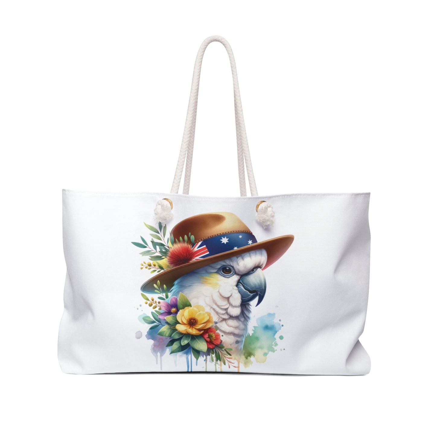 Personalised/Non-Personalised Weekender Bag, Australian Animals, Cockatoo, Large Weekender Bag, Beach Bag, Book Bag