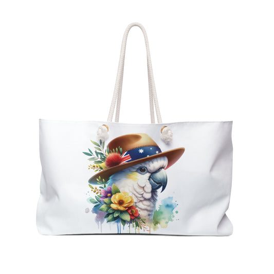 Personalised/Non-Personalised Weekender Bag, Australian Animals, Cockatoo, Large Weekender Bag, Beach Bag, Book Bag