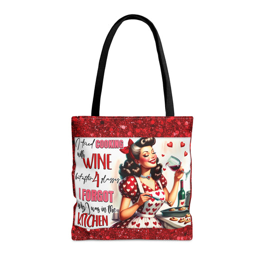 Tote Bag, Retro, I tried cooking with Wine but after 4 Glasses I forget why I was in the Kitchen