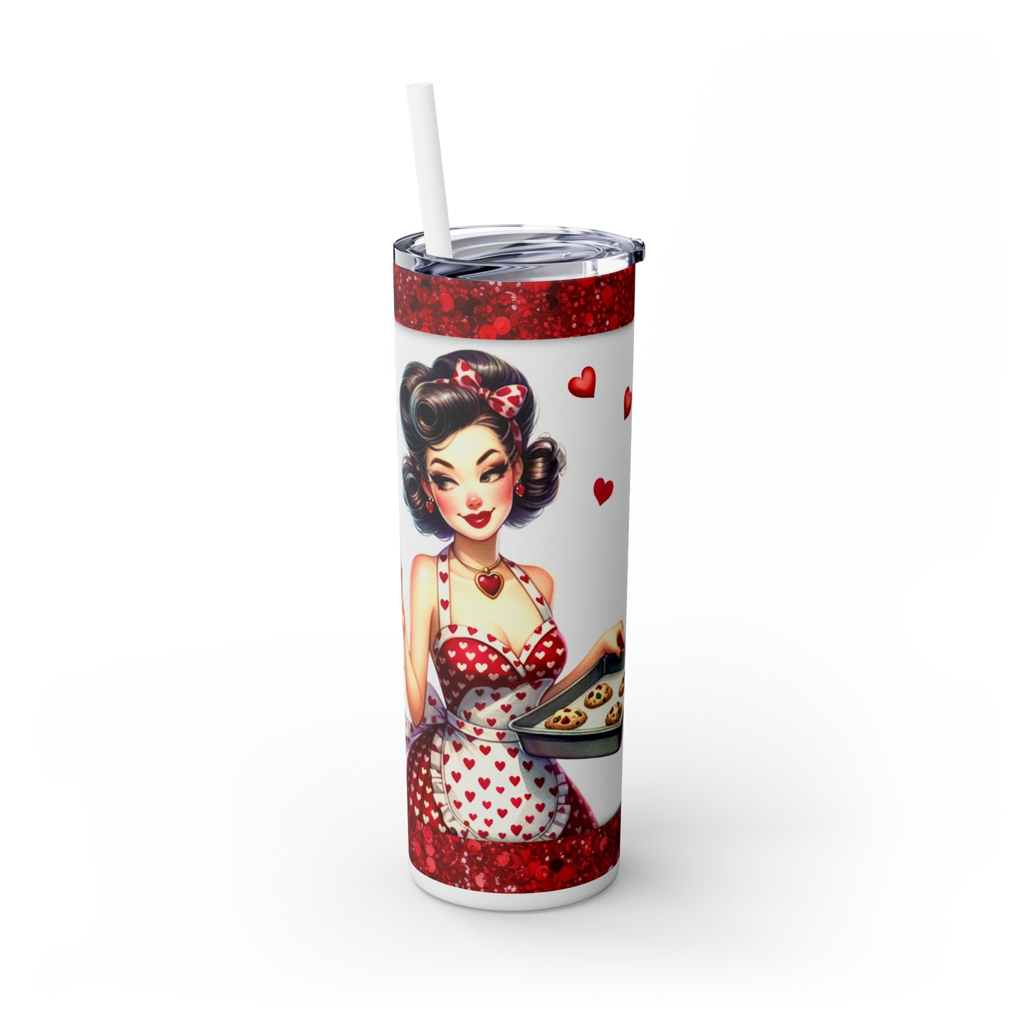 Skinny Tumbler with Straw, 20oz, Retro, I bake as good as I look