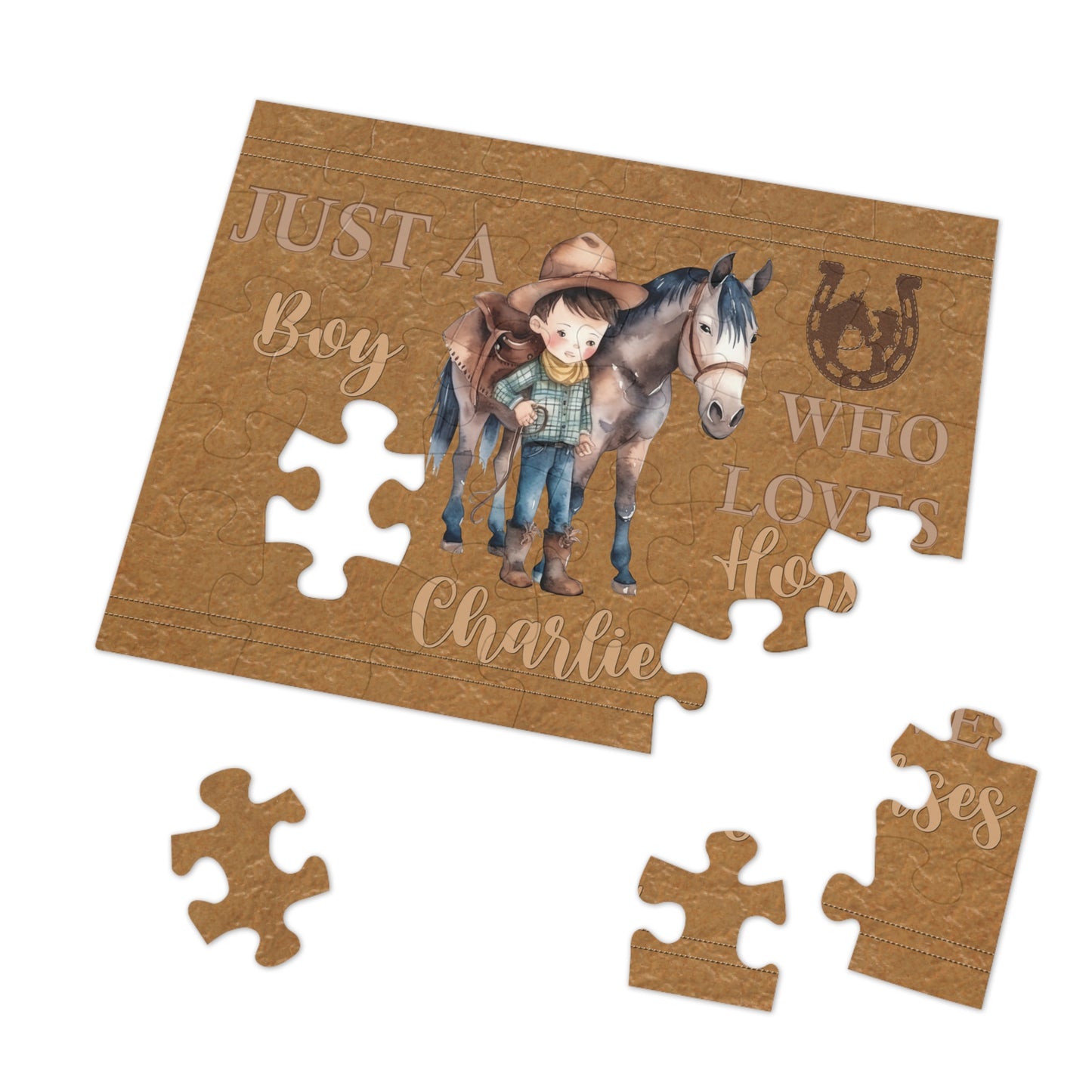 Jigsaw Puzzle, Western, Just aBoy Who Loves Horses, Personalised/Non-Personalised (30, 110, 252, 500,1000-Piece)
