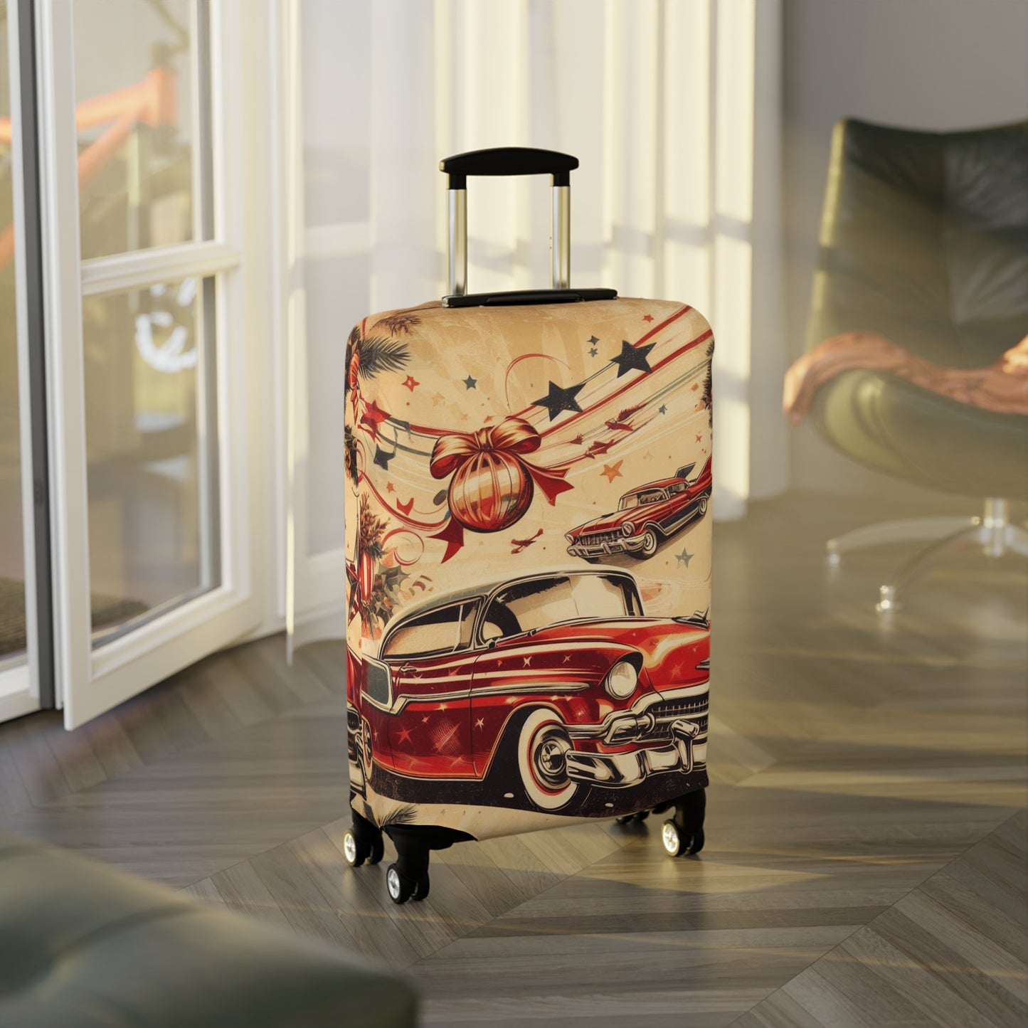 Luggage Cover, Christmas, Vintage Car