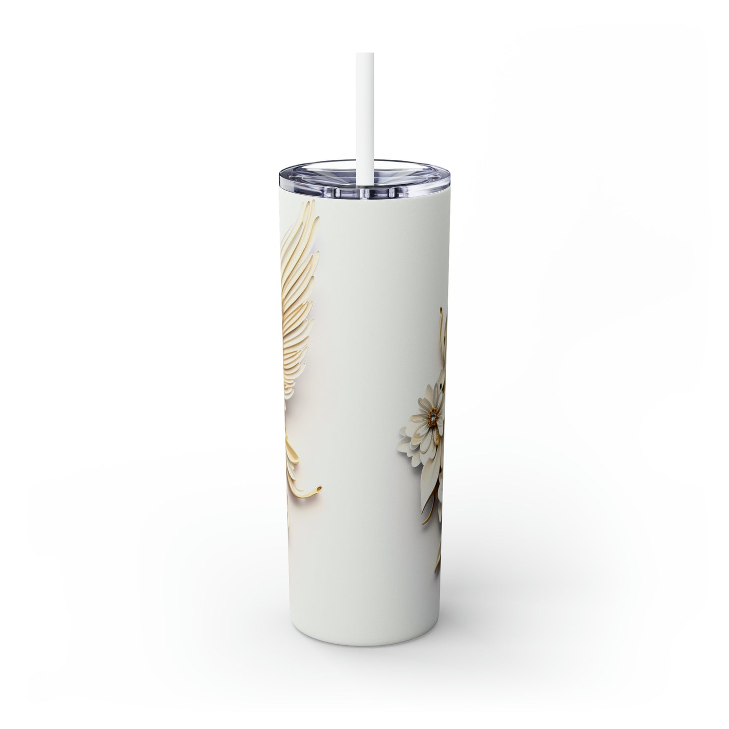 Skinny Tumbler with Straw, 20oz, Floral, awd-418