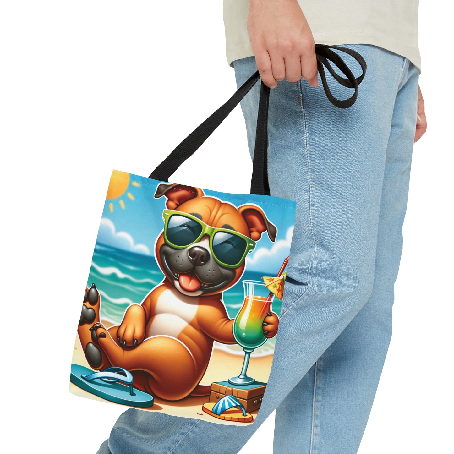 Tote Bag, Dog on Beach, Stafford, Tote bag, awd-1246