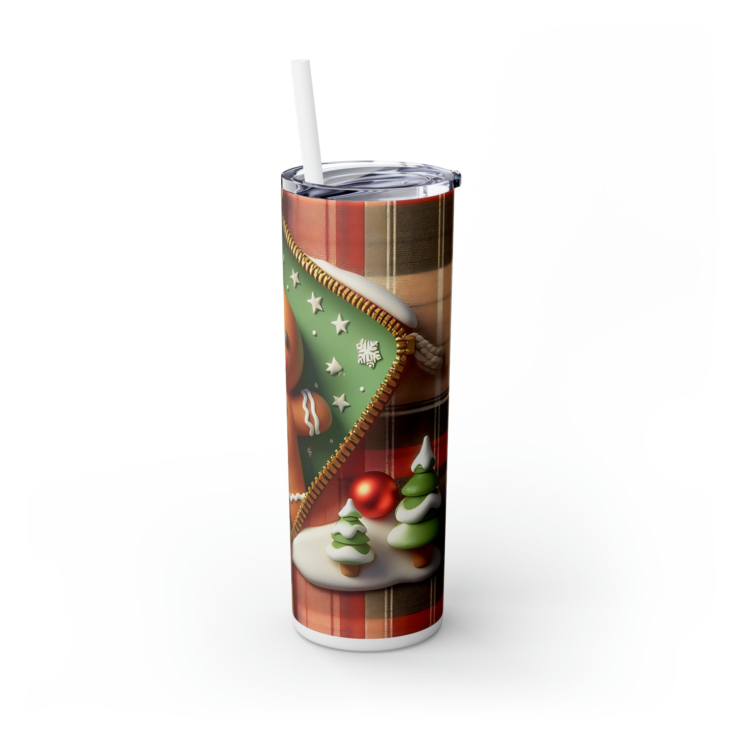 Skinny Tumbler with Straw, 20oz, Gingerbread Man, awd-848