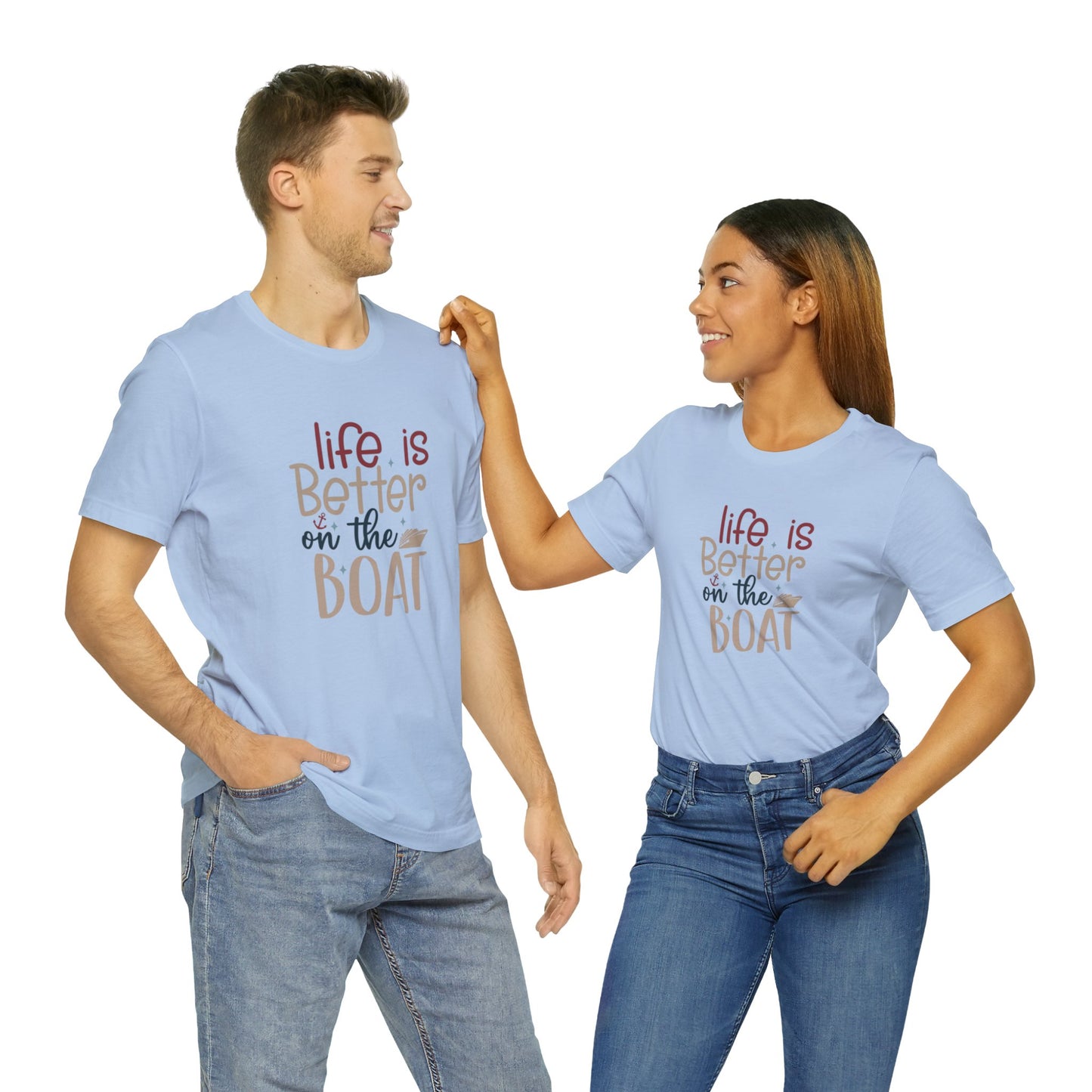 Unisex Adults Jersey Short Sleeve Tee, Cruise Tee, Life is Better on a Boat, 100% Cotton, Light Fabric 142 g/m²