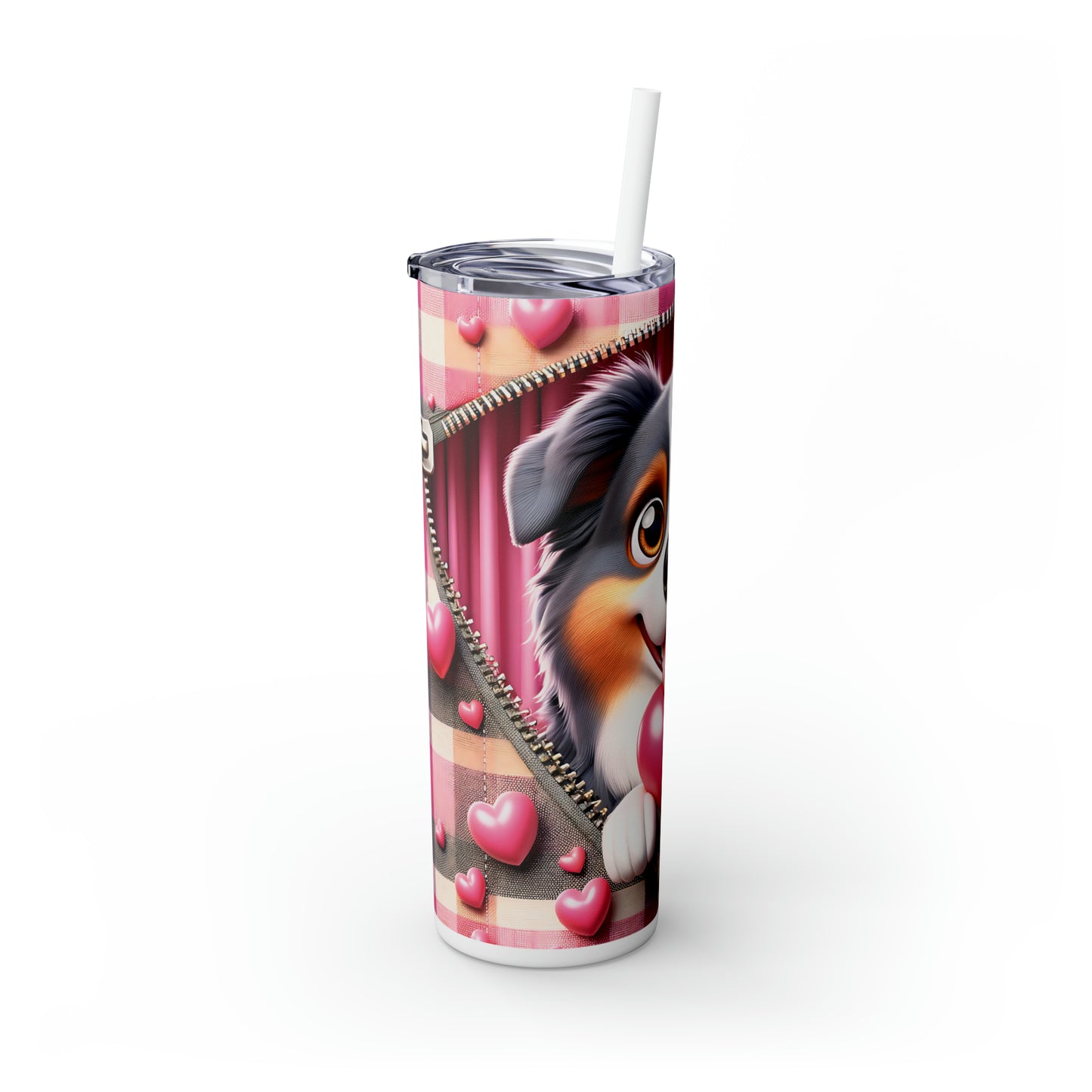 Skinny Tumbler with Straw, 20oz, Dog, Valentines Day, awd-1123