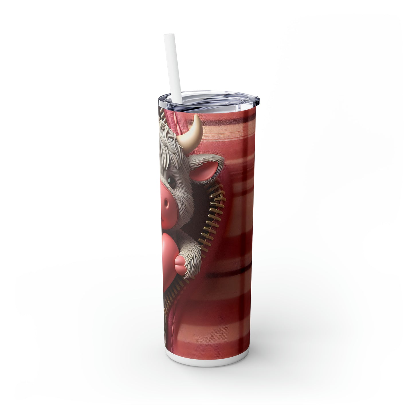 Skinny Tumbler with Straw, 20oz, Highland Cow, Valentines Day, awd-953