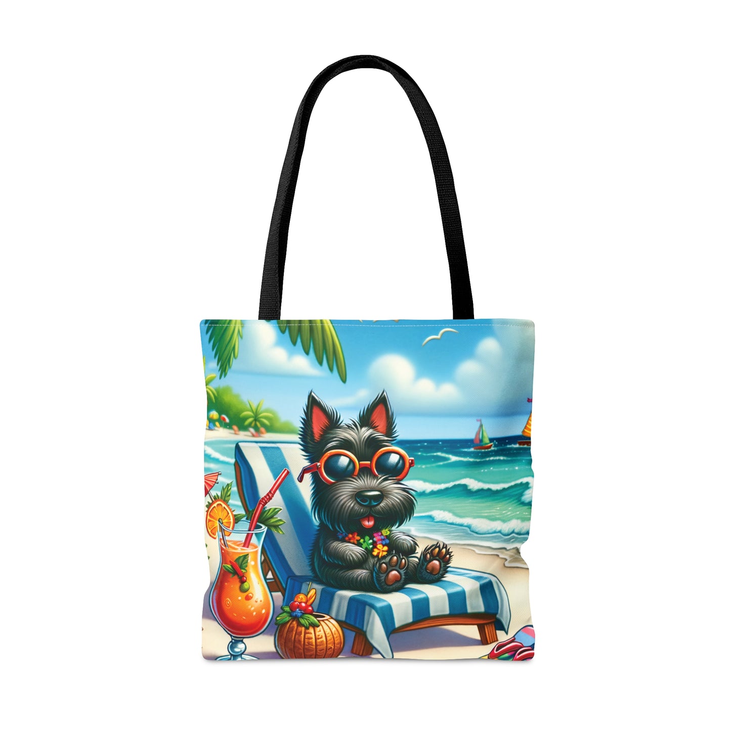 Tote Bag, Dog on Beach, Scottish Terrier, Tote bag, awd-1243