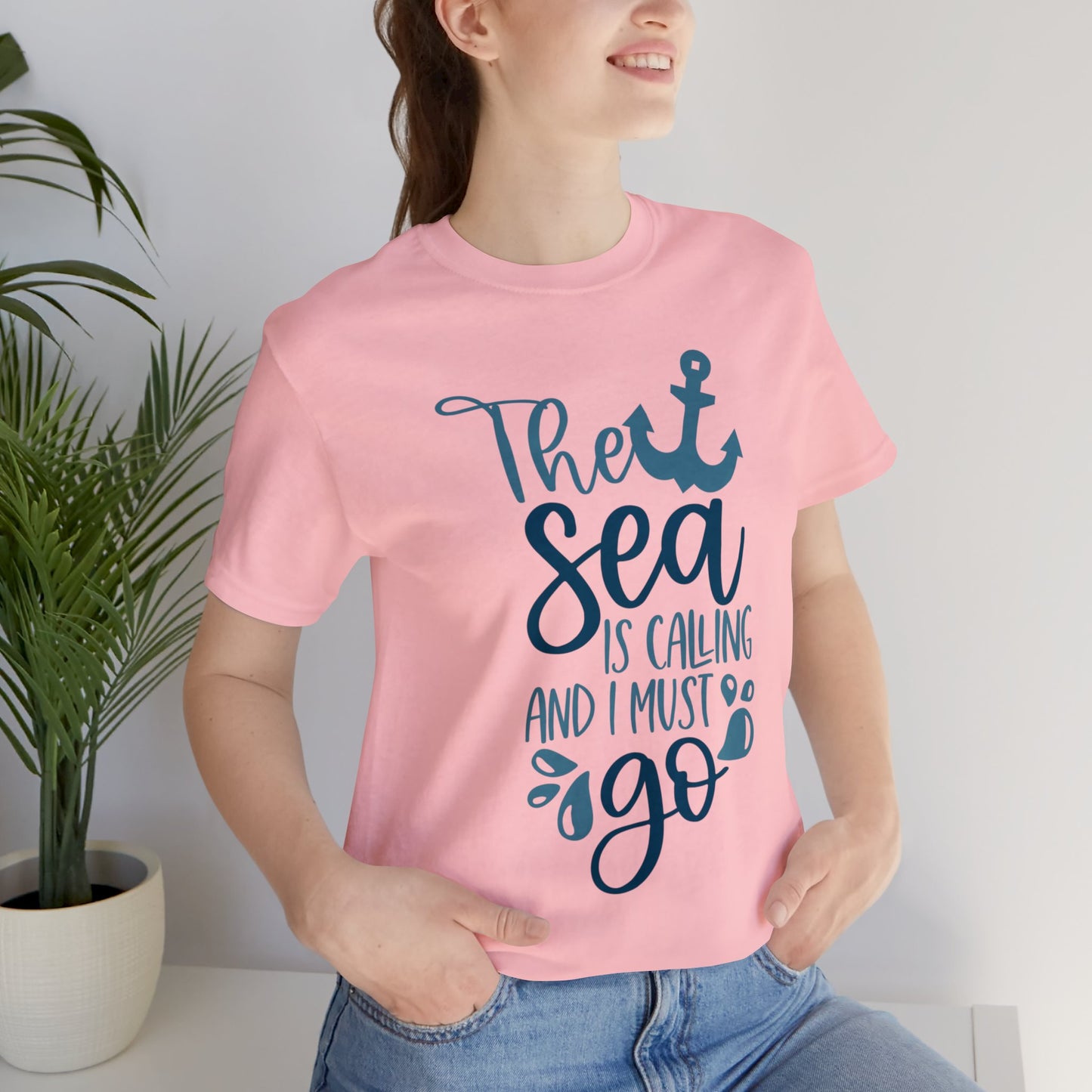 Unisex Jersey Short Sleeve Tee, Cruise Tee, The Sea is Calling, 100% Cotton, Light Fabric 142 g/m²