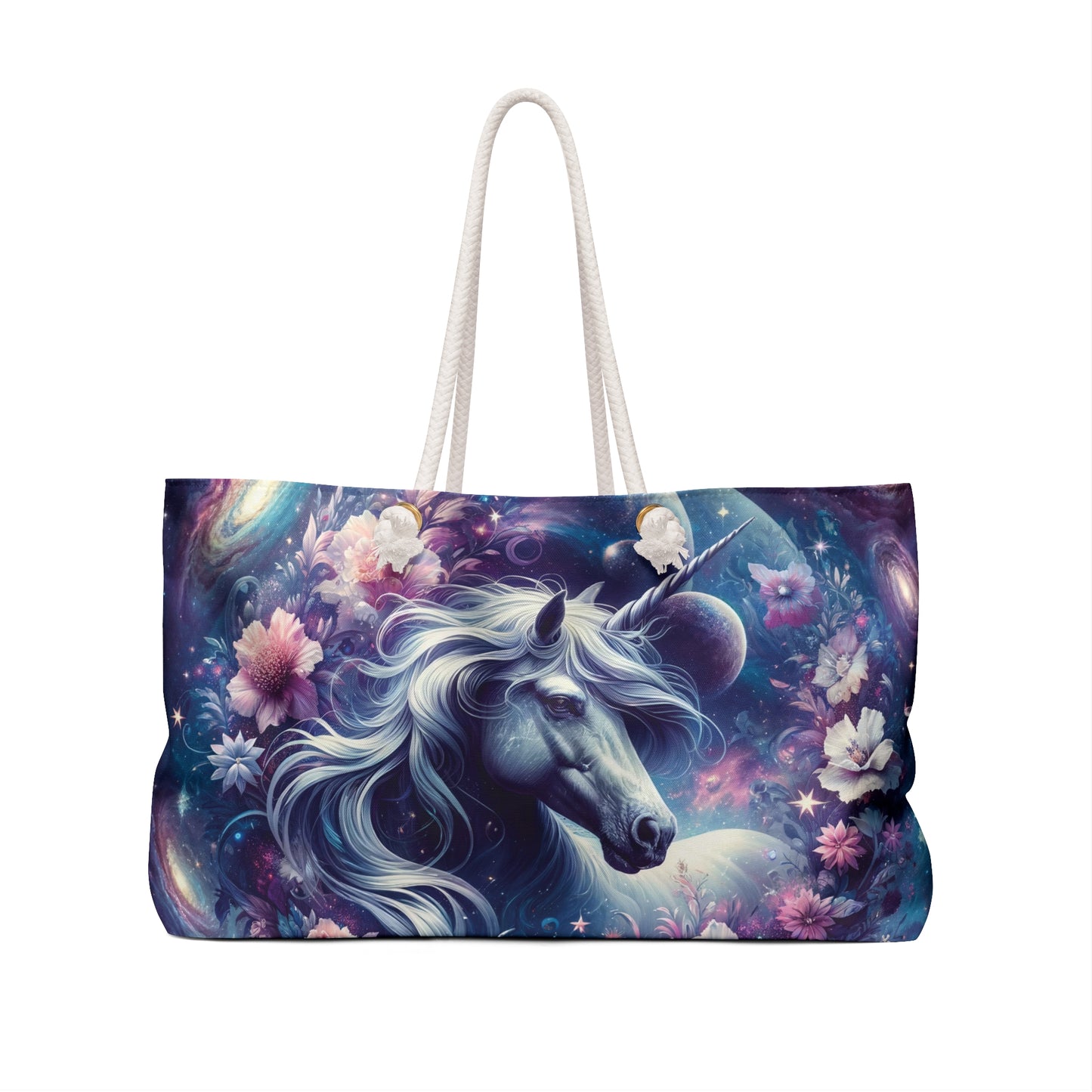 Personalised/Non-Personalised Weekender Bag, Unicorn, Large Weekender Bag, Beach Bag, Book Bag