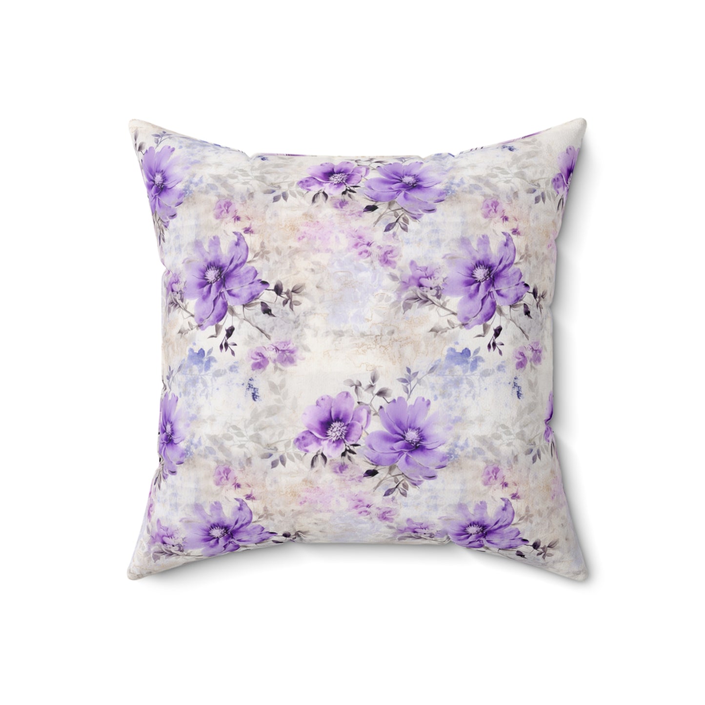 Spun Polyester Square Pillow, Floral Cushion