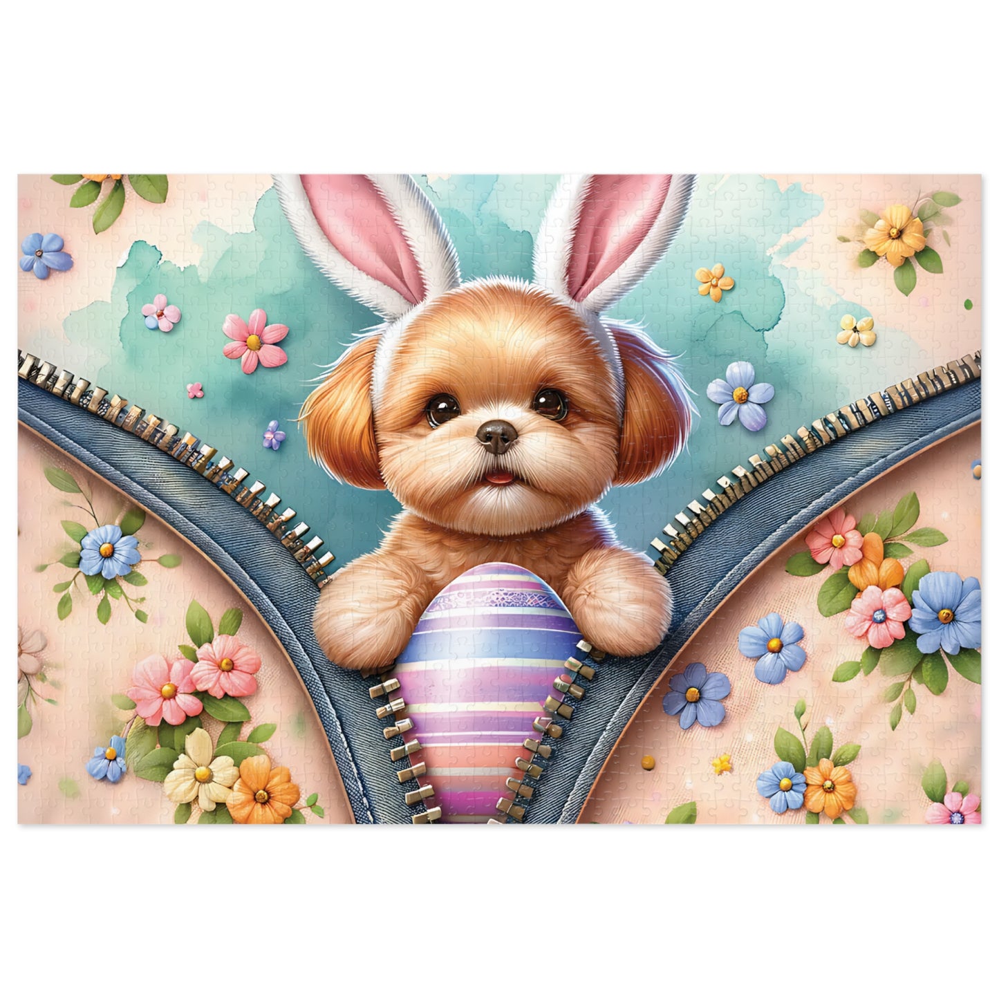 Jigsaw Puzzle, Easter, Dog with Bunny Ears, Personalised/Non-Personalised (30, 110, 252, 500,1000-Piece) Awd-1309