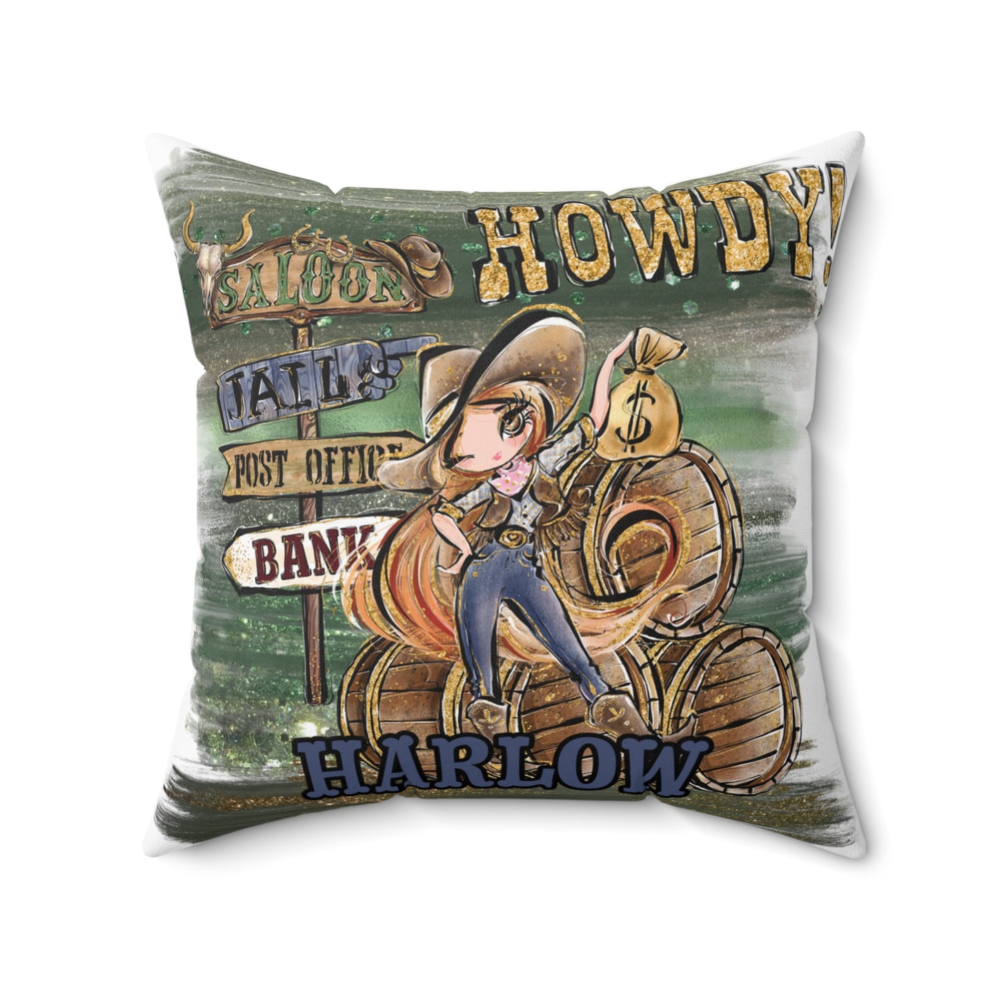 Personalised Howdy Cushion, Red Hair Brown Eyes, Polyester Square Cushion, Christmas cushion