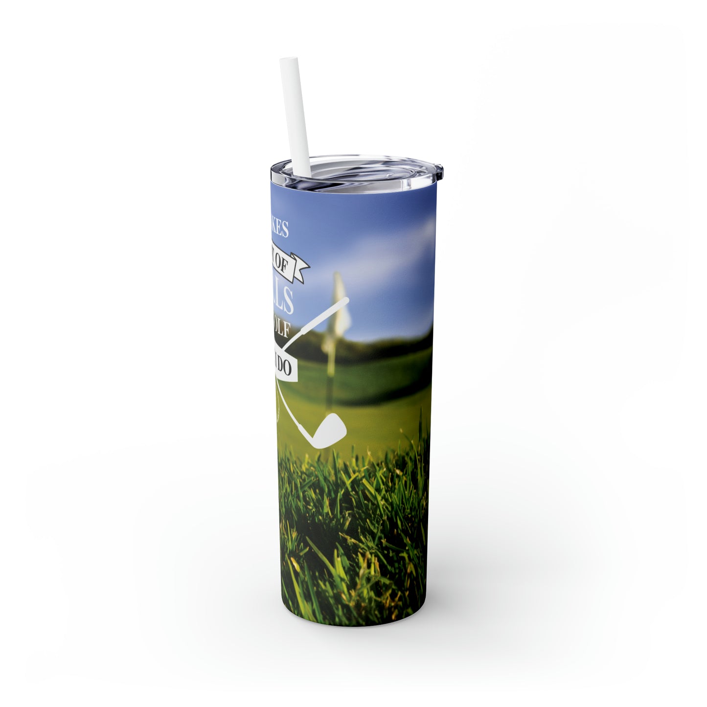 Skinny Tumbler with Straw, 20oz, Golf, awd-050