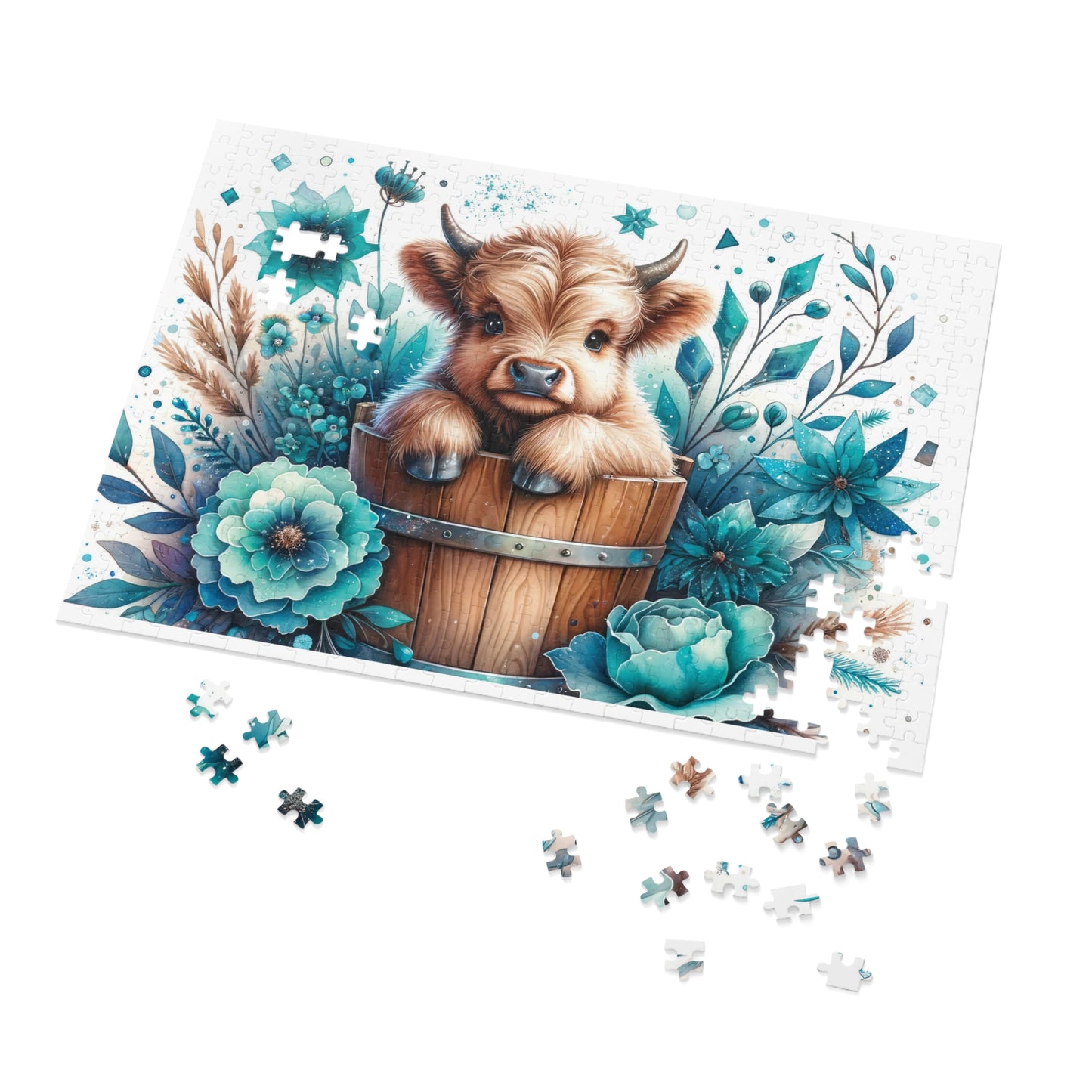 Jigsaw Puzzle, Highland Cow, Personalised/Non-Personalised (30, 110, 252, 500,1000-Piece)