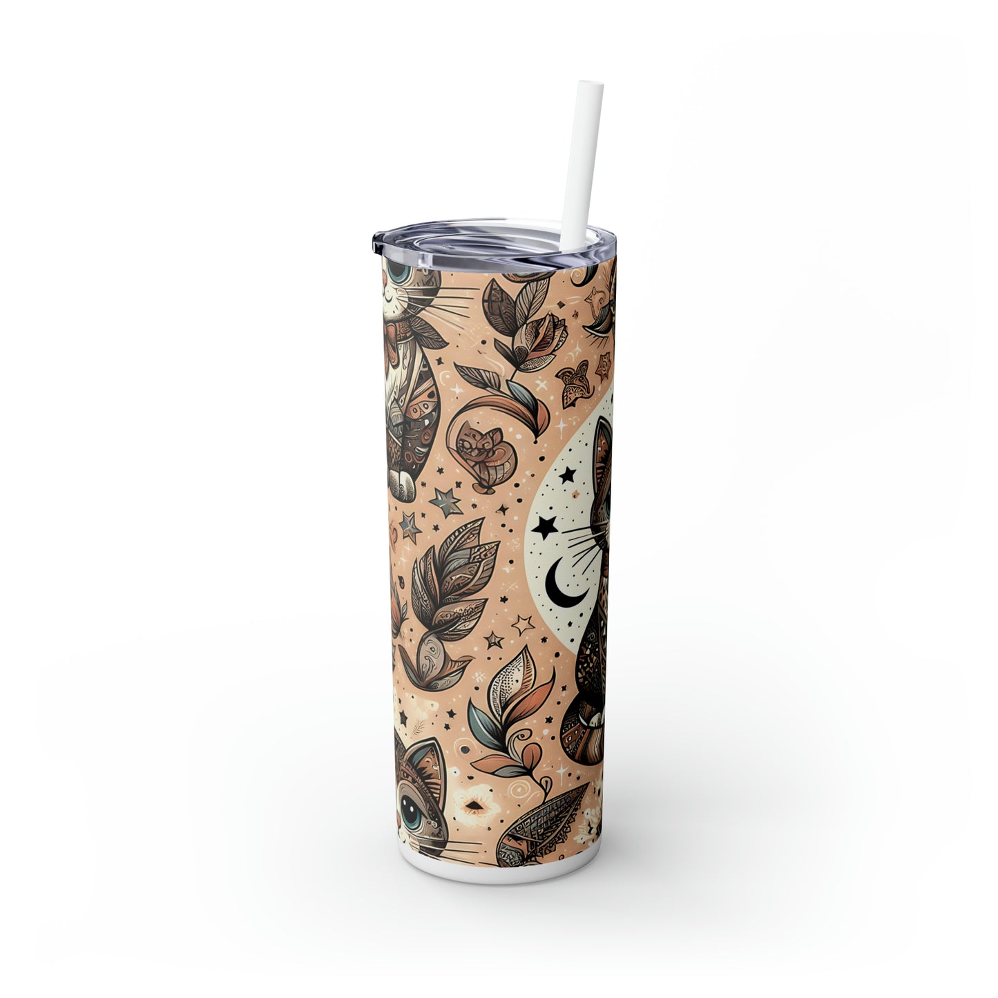 Skinny Tumbler with Straw, 20oz, Cats, awd-325