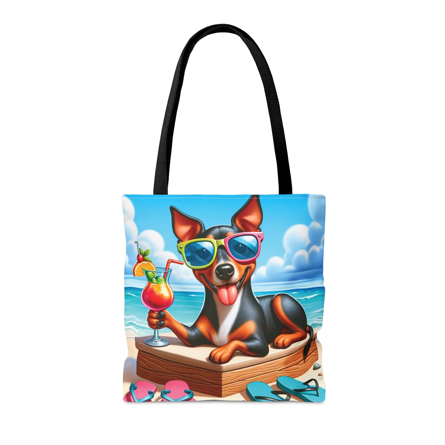 Tote Bag, Dog on Beach, Manchester Terrier, Tote bag, awd-1223