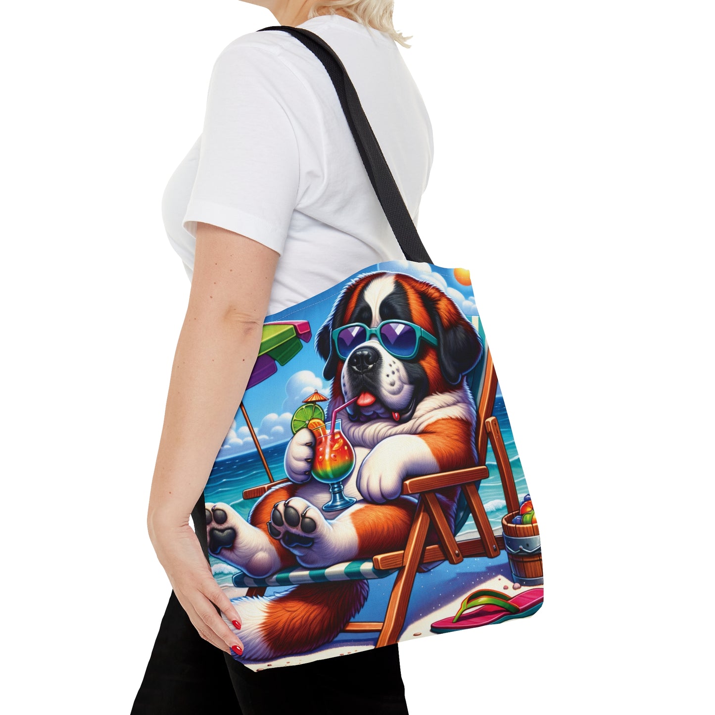 Tote Bag, Dog on Beach, St Bernard, Tote bag,  awd-1246