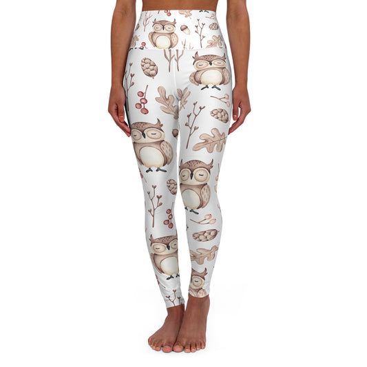 High Waisted Yoga Leggings, Owl