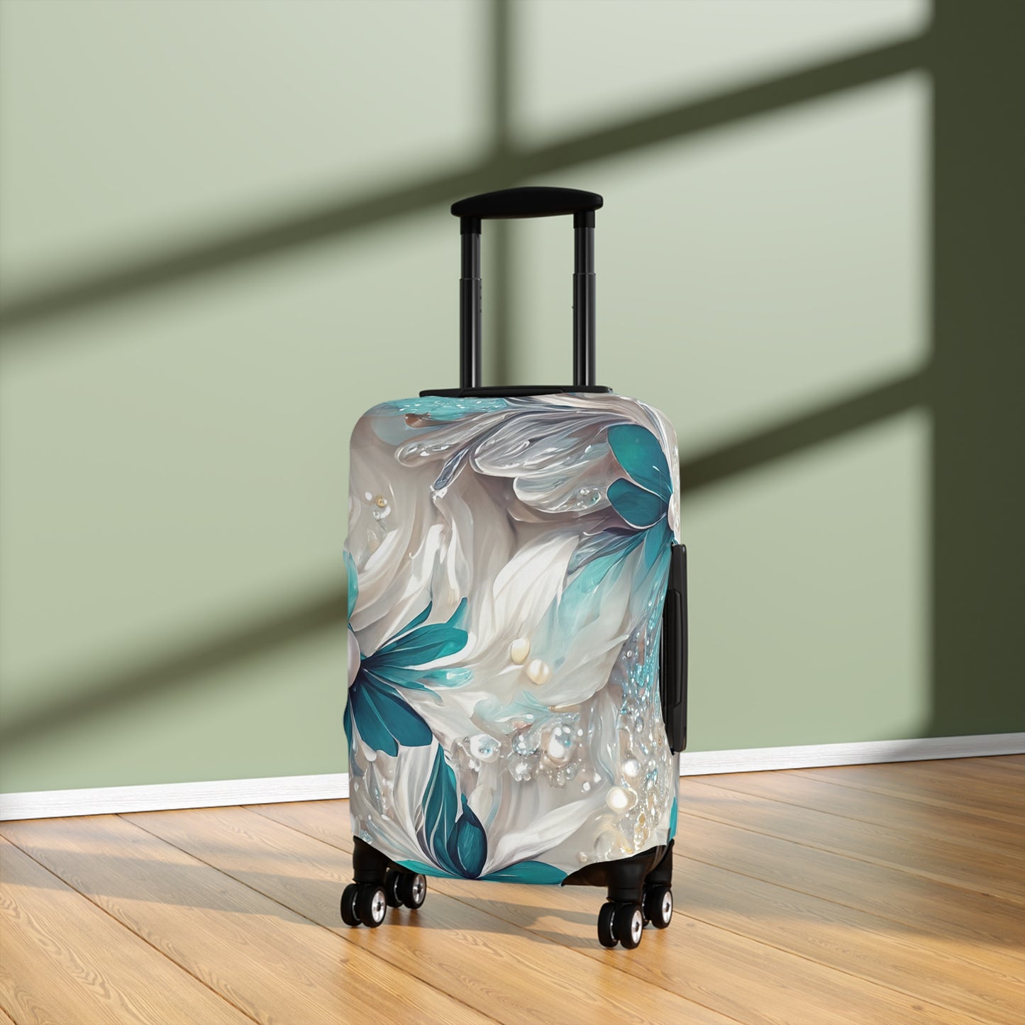 Luggage Cover, Turquoise Floral