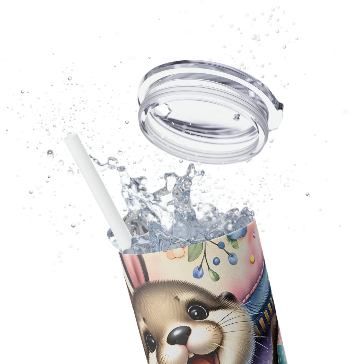 Skinny Tumbler with Straw, 20oz, Easter, Baby Otter, awd-1270