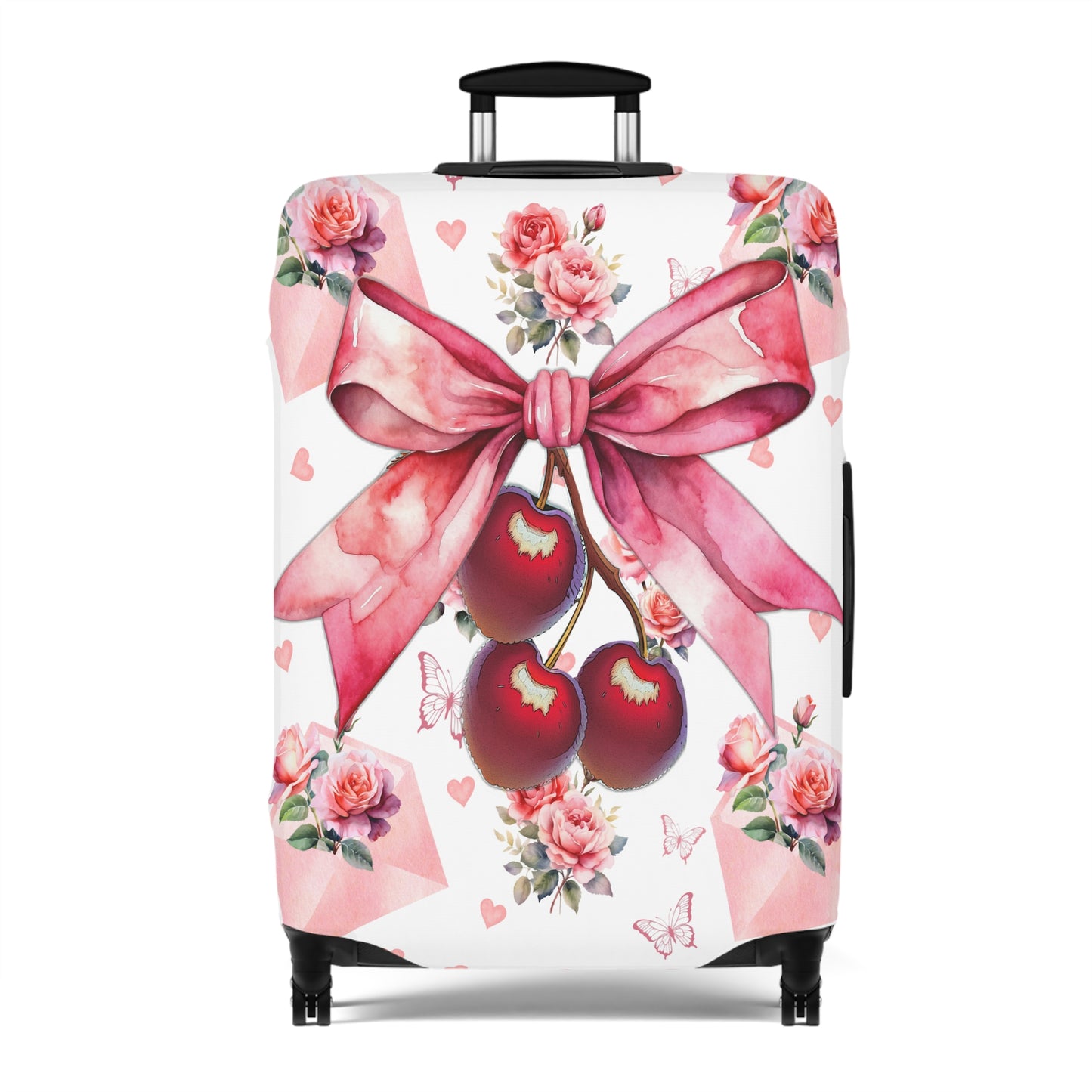 Luggage Cover, Rockabilly, Coquette, Letters and Roses, Cherries and Ribbon, awd-2522