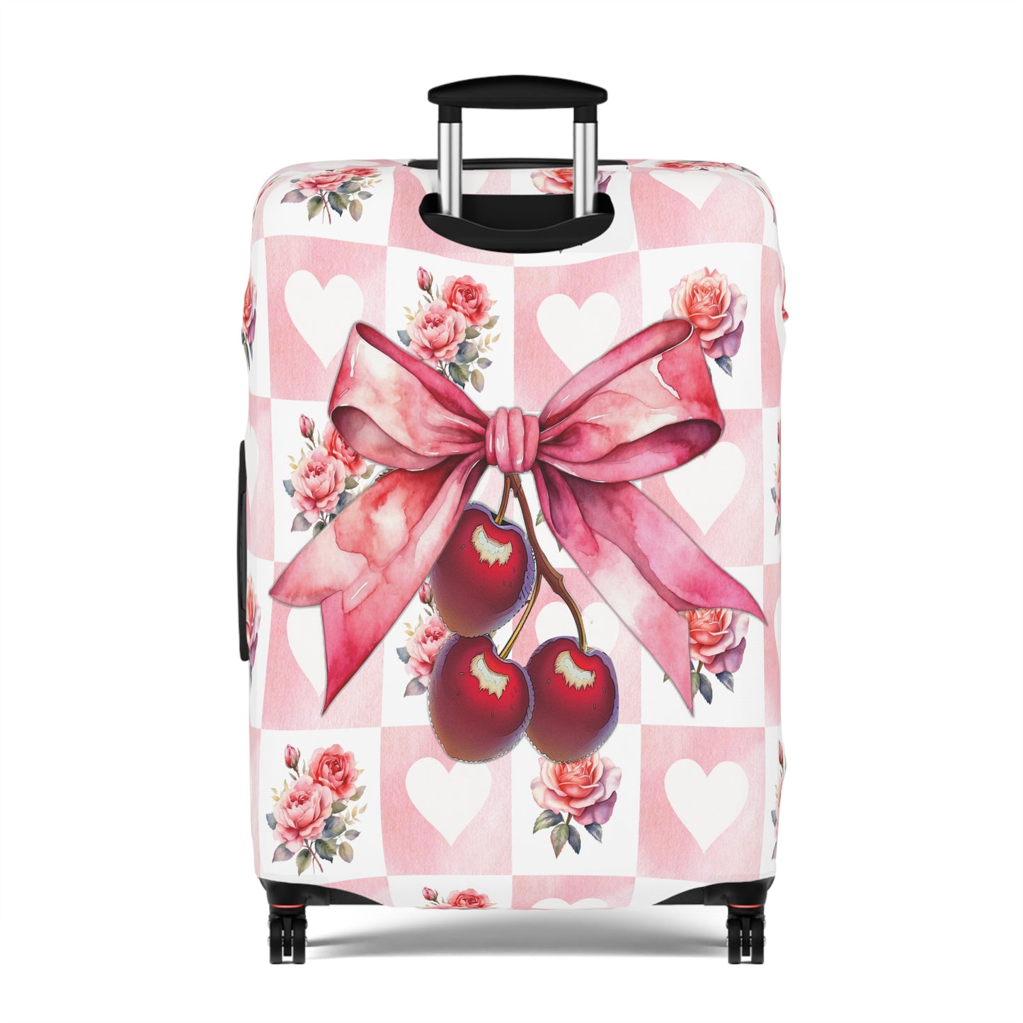 Luggage Cover, Rockabilly, Coquette, Hearts and Roses, Cherries and Ribbon, awd-2518