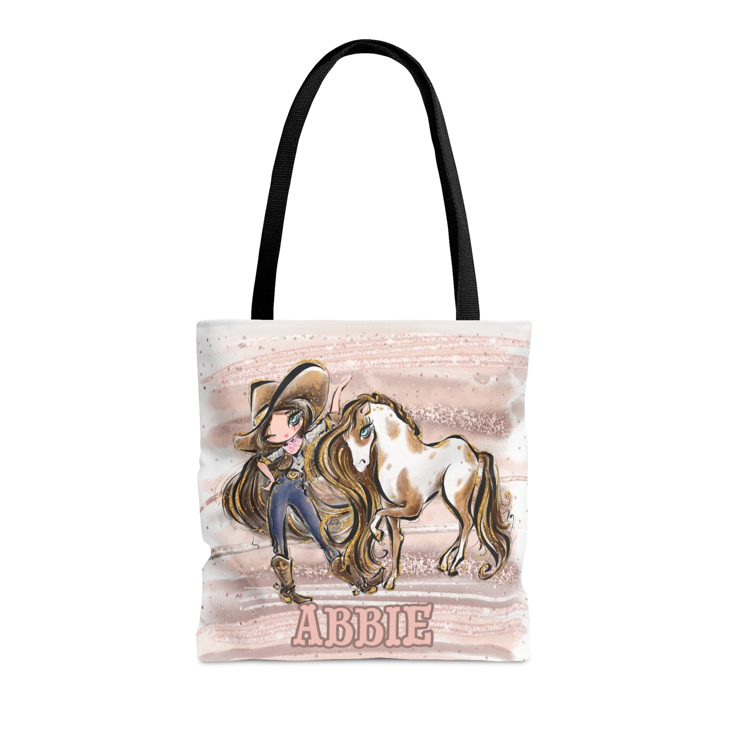 Personalised Tote Bag, Cowgirl & Horse, Brown Hair, Blue Eyes, Tote bag