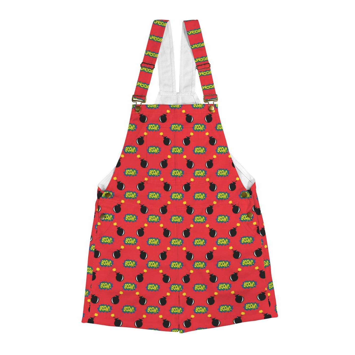 Pop Art Word Red Unisex Shorts Suspender Jumpsuit