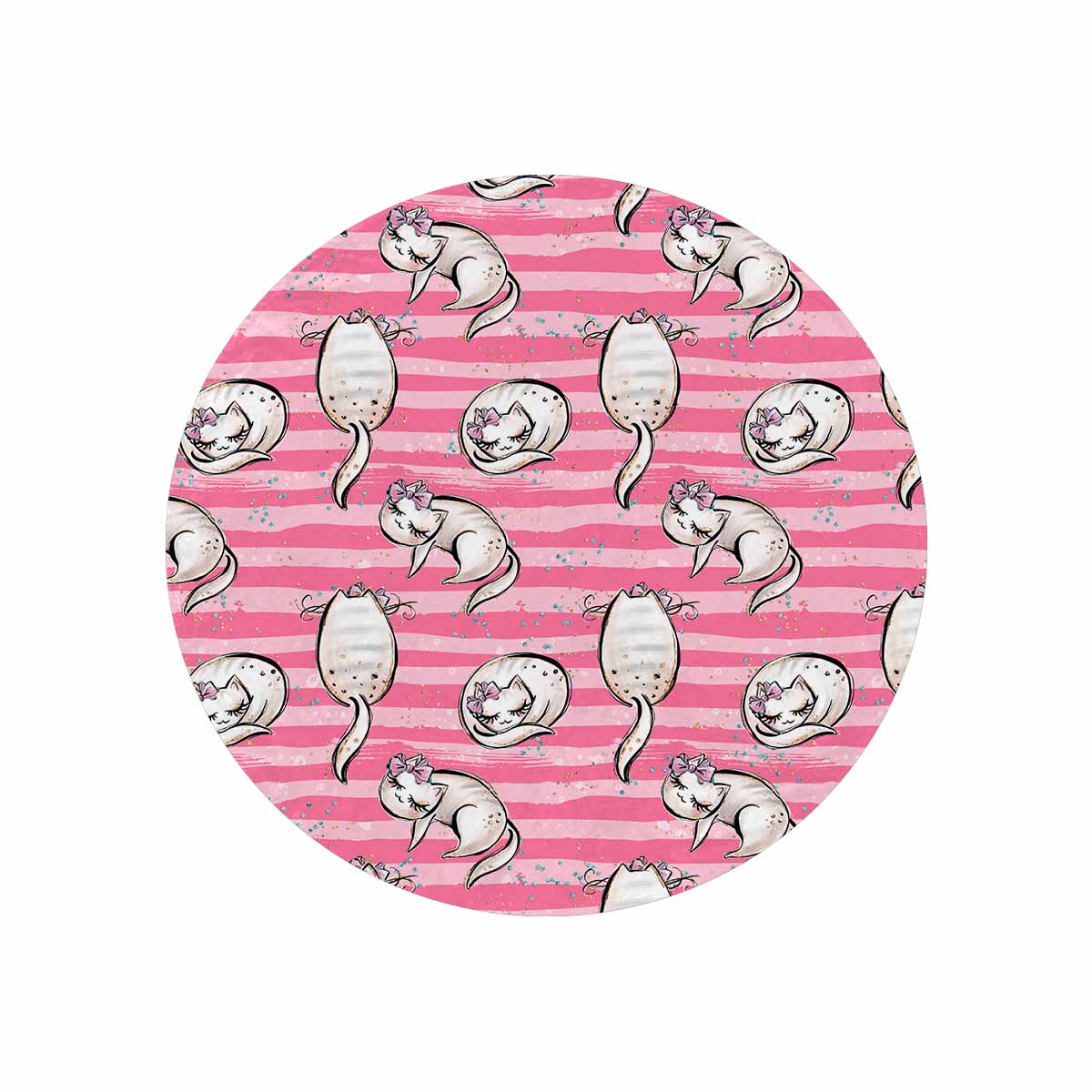 Pink Cats  Circular Micro Fleece Blanket 60"