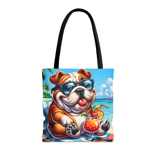 Tote Bag, Dog on Beach, English Bulldog, Tote bag, awd-1210