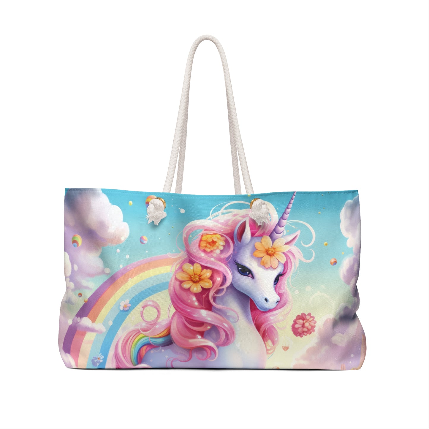 Personalised/Non-Personalised Weekender Bag, Unicorn, Weekender Bag, Beach Bag, Book Bag