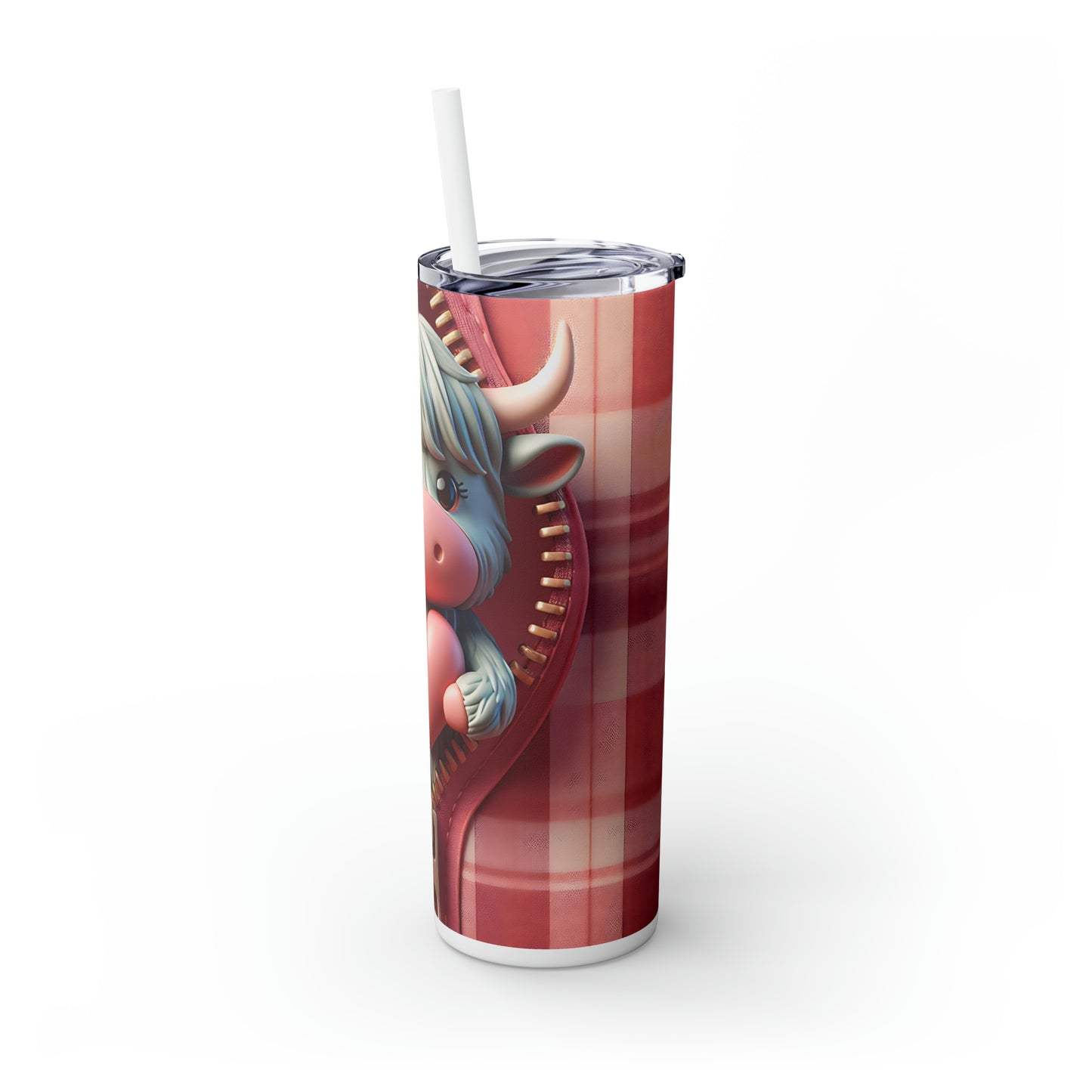 Skinny Tumbler with Straw, 20oz, Highland Cow, Valentines Day, awd-955