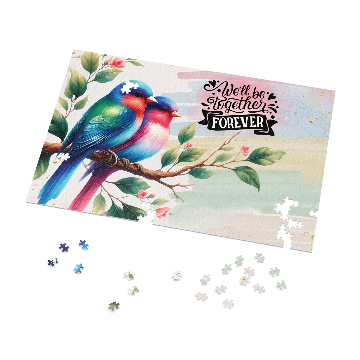 Puzzle, Love Birds, We'll be Together Forever, Personalised/Non-Personalised (30, 110, 252, 500,1000-Piece) awd-629