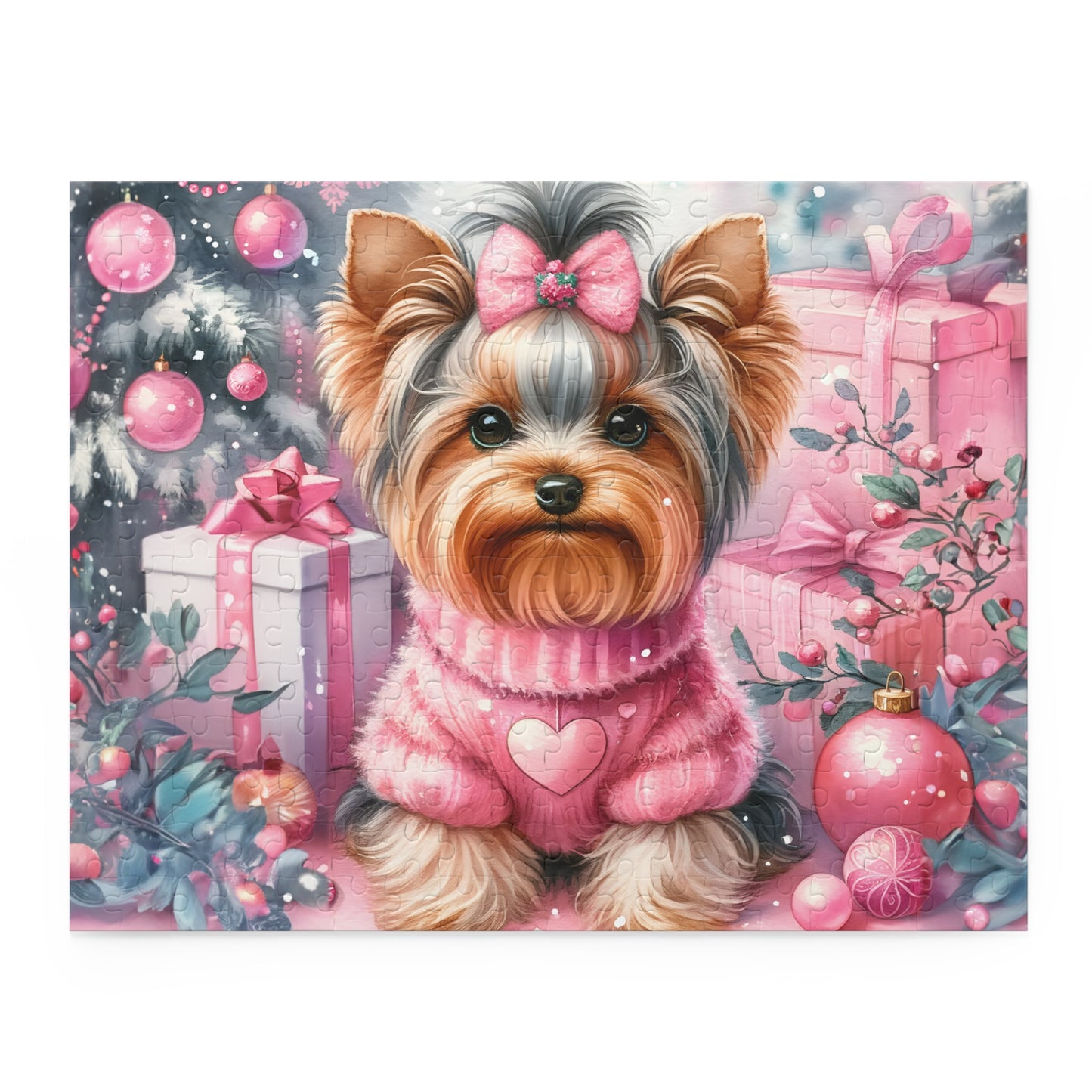 Personalised/Non-Personalised Puzzle, Christmas, Yorkshire Terrier (120, 252, 500-Piece)