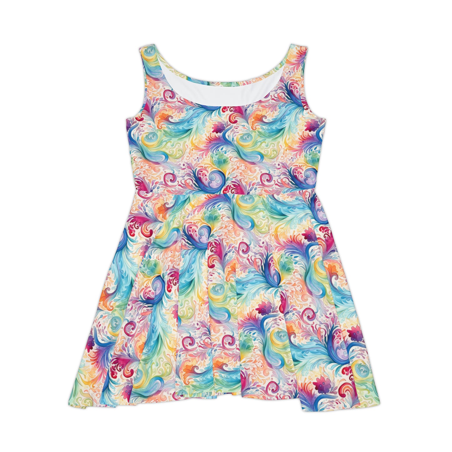 Women's Skater Dress Rainbow Paisley