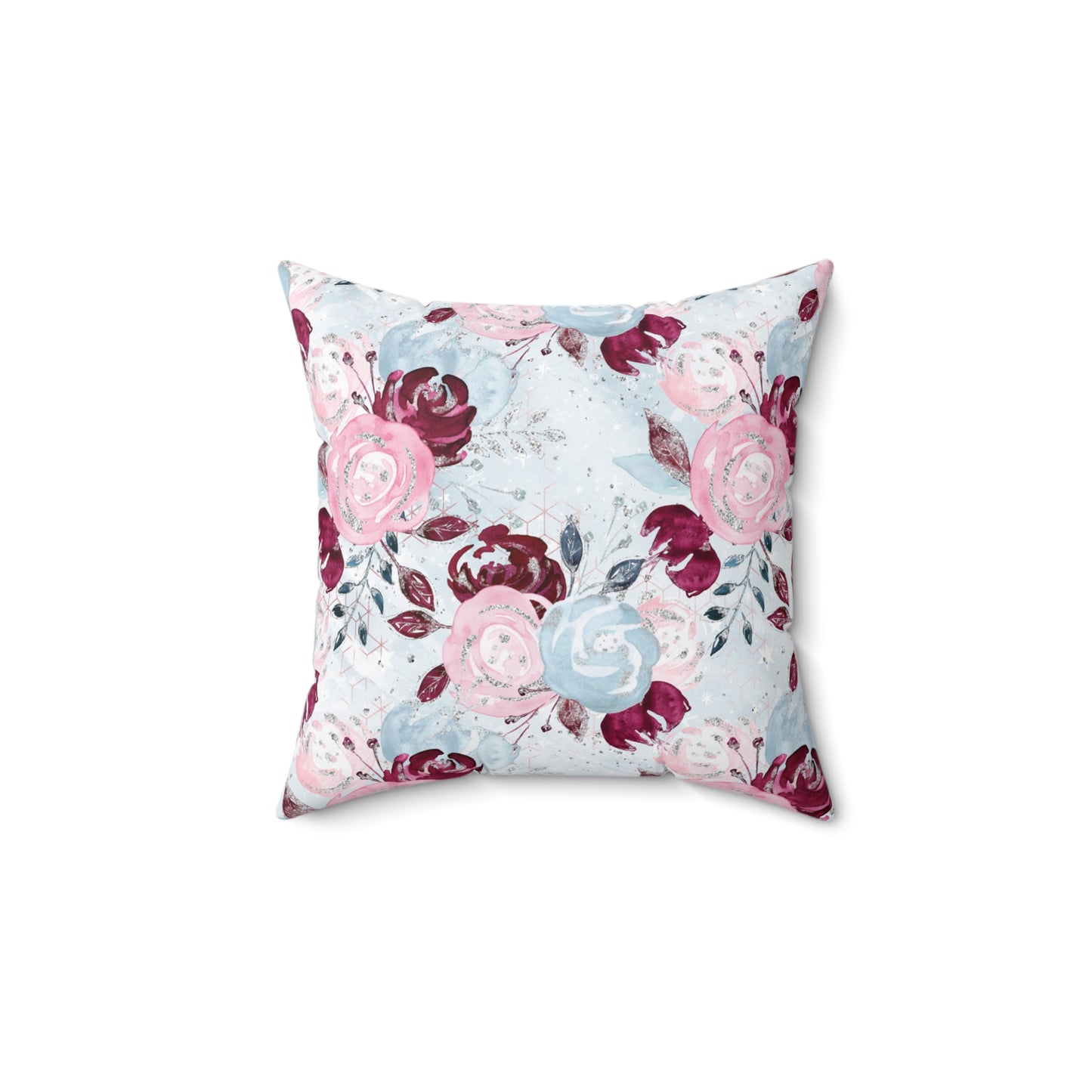 Spun Polyester Square Pillow, Floral Cushion