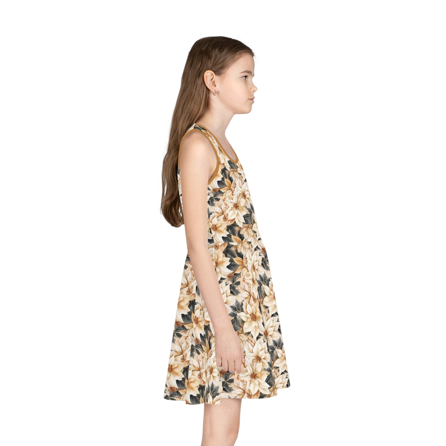 Girls' Sleeveless Sundress Cream Poinsettia