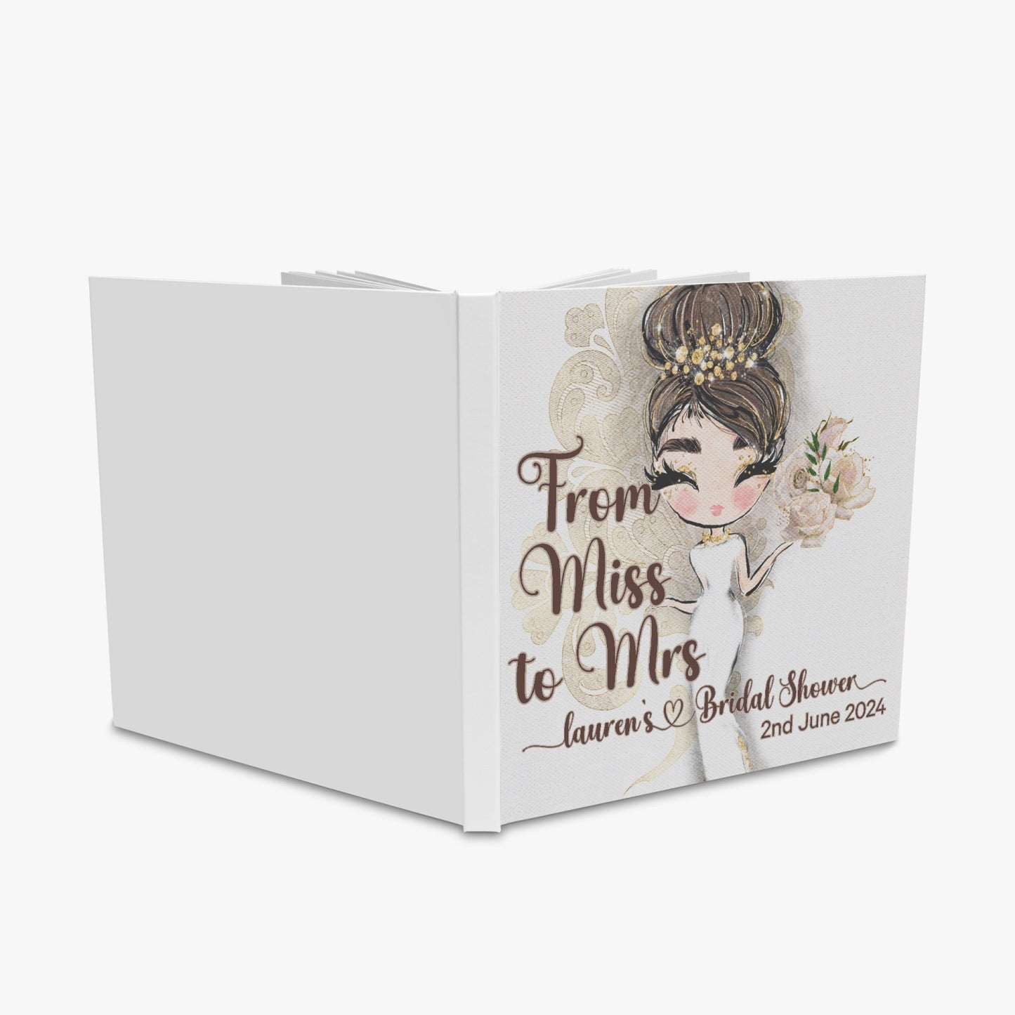 Square Bridal Shower Guest Book, Whimsical Bride, From Miss to Mrs, Personalised