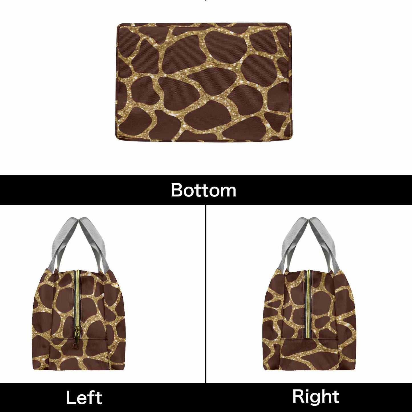 Animal print 6  Portable Lunch Bag-Grey Handle