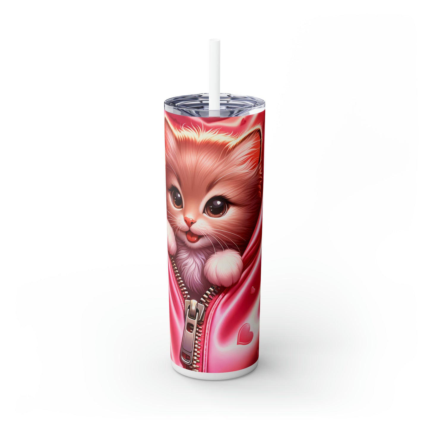 Skinny Tumbler with Straw, 20oz, Cat, Valentines Day, awd-926