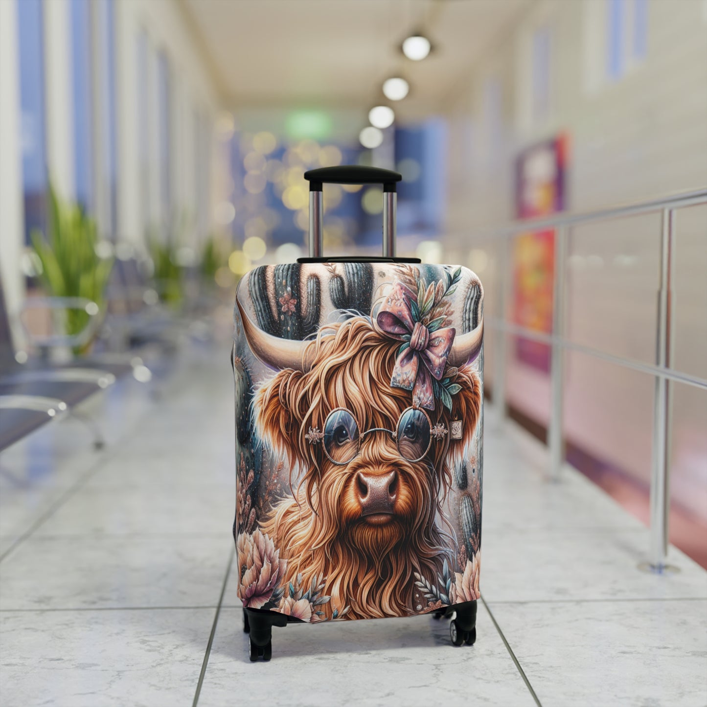 Luggage Cover, Highland Cow, Cactus, awd-1420