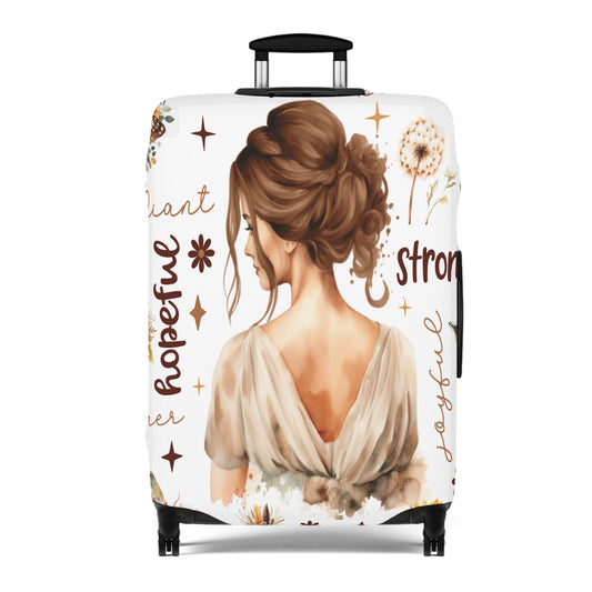 Luggage Cover, Affirmations, Brunette Hair, awd-504