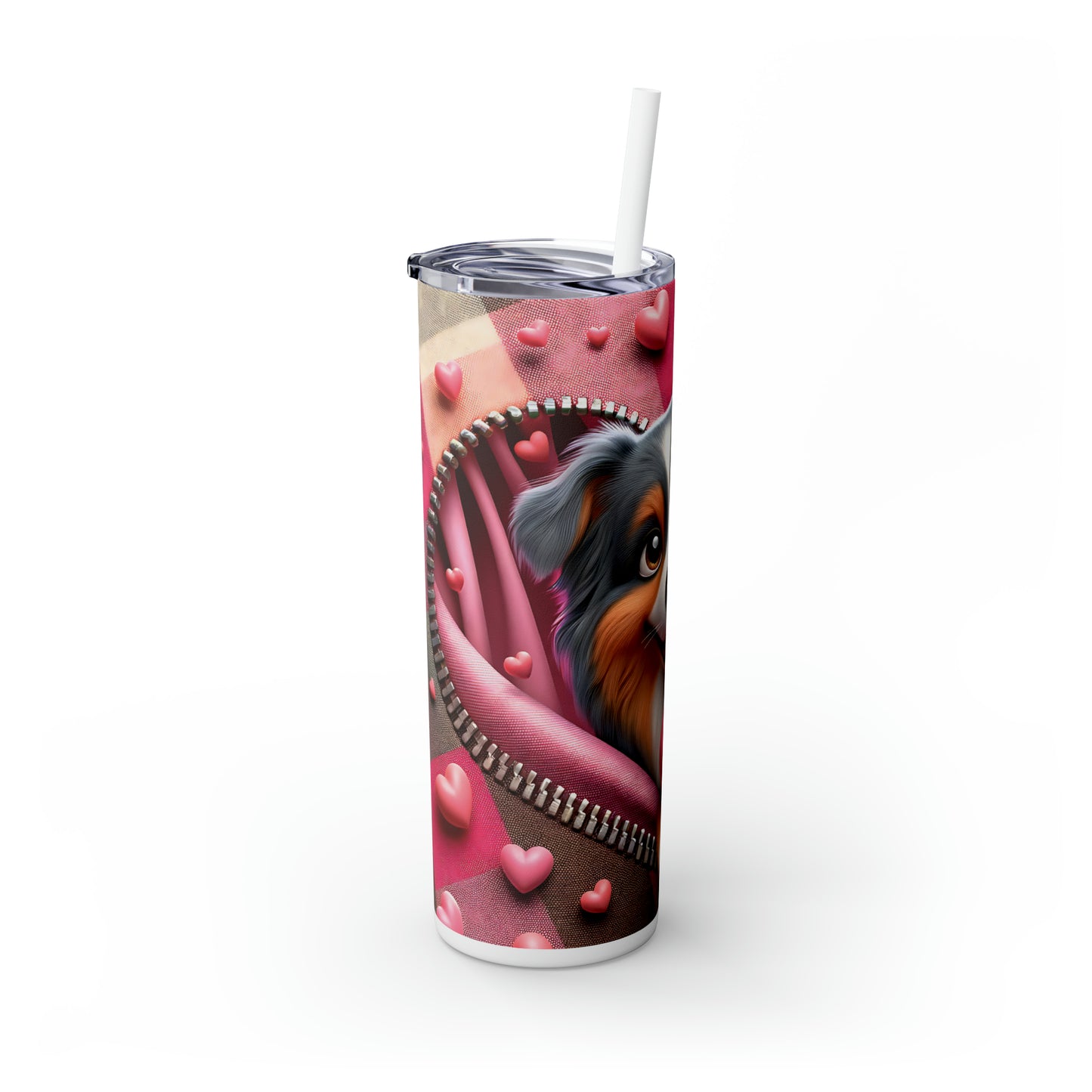 Skinny Tumbler with Straw, 20oz, Dog, Valentines Day, awd-1124