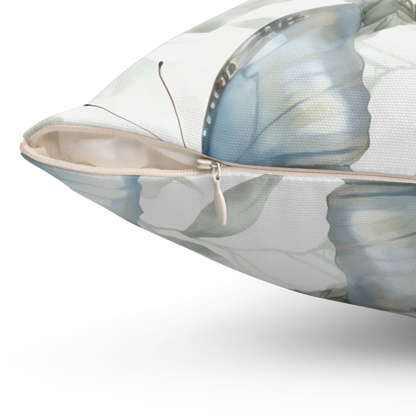 Spun Polyester Square Pillow, Butterfly Floral Cushion