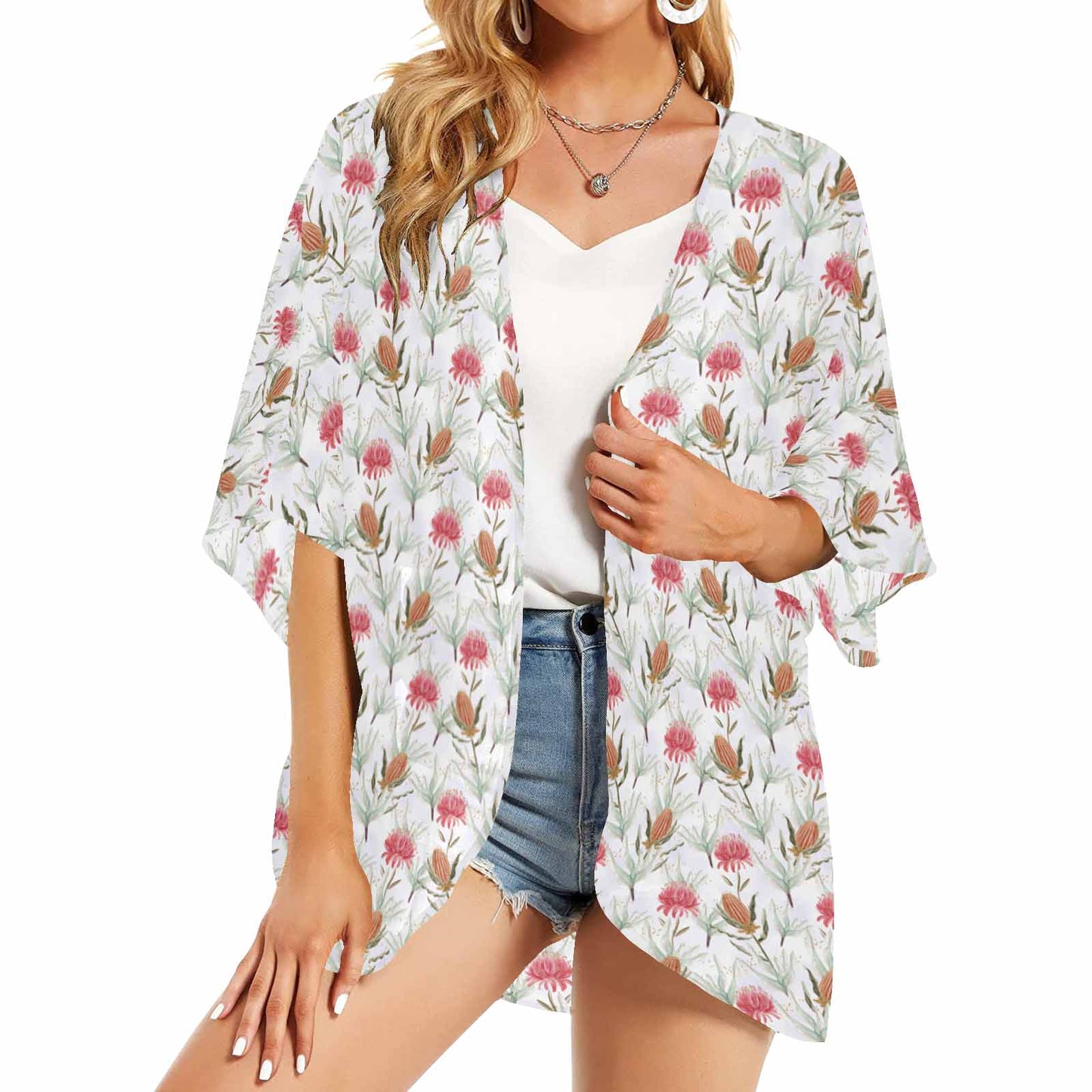 Australian Wattle Women's Kimono Chiffon Cover Up