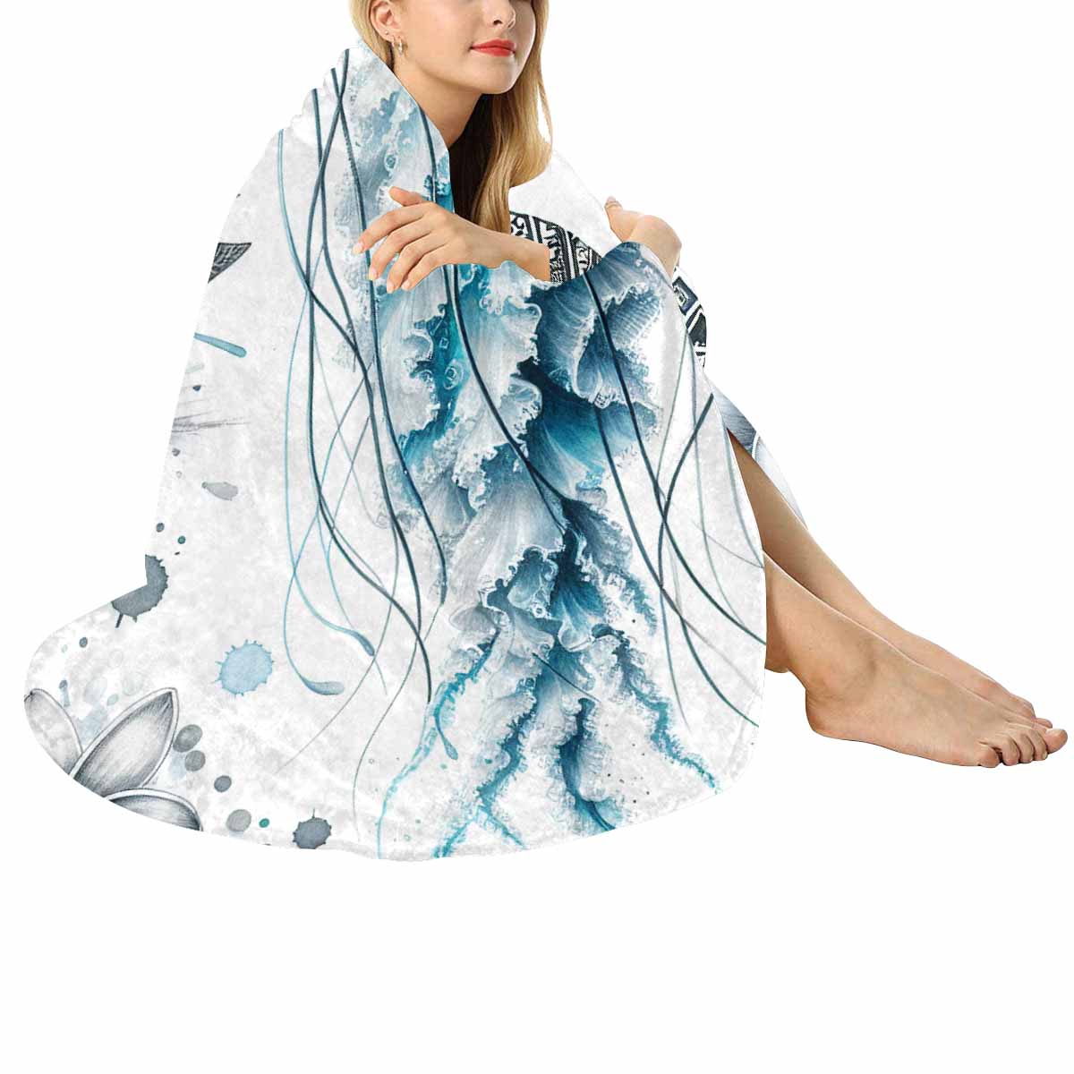 Sea_Animals_Jellyfish_Awd351111  Circular Micro Fleece Blanket 60"