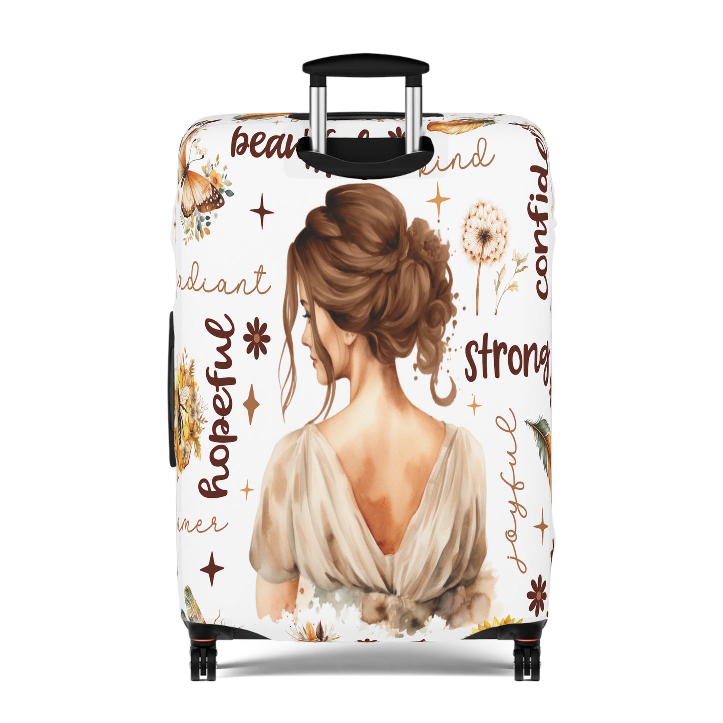 Luggage Cover, Affirmations, Brunette Hair, awd-504