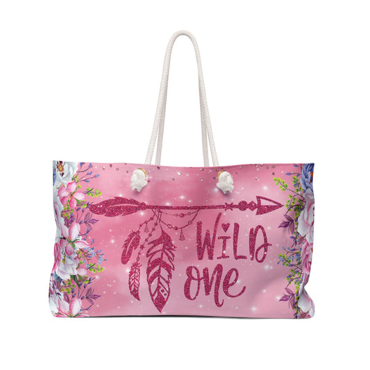 Personalised/Non-Personalised Weekender Bag, Wild One, Large Weekender Bag, Beach Bag, Book Bag